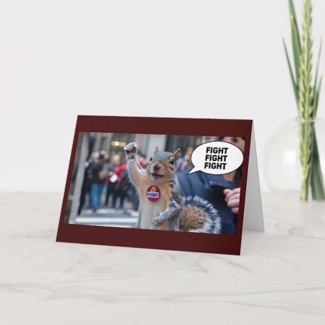 Peanut the Squirrel Funny Conservative Christmas Karte (Vorderseite)