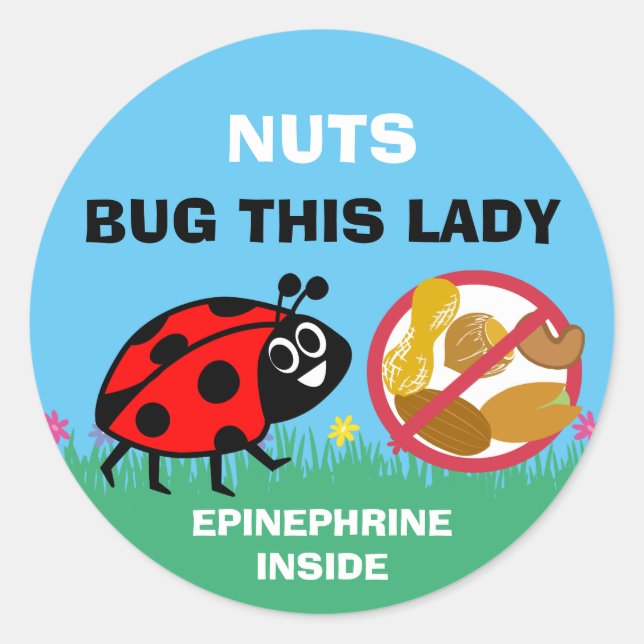 Peanut Tree Nut Allergy Alert Epinephrine Ladybug Runder Aufkleber (Vorderseite)