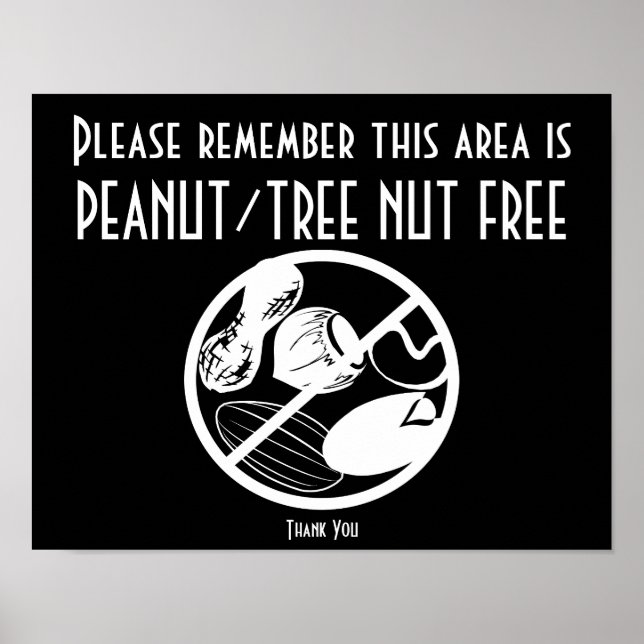 Peanut Tree Nut Free Area Nut Free Zone Poster (Vorne)