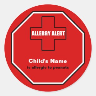 Peanuts Allergy Medical Alert Custom Std Sticker