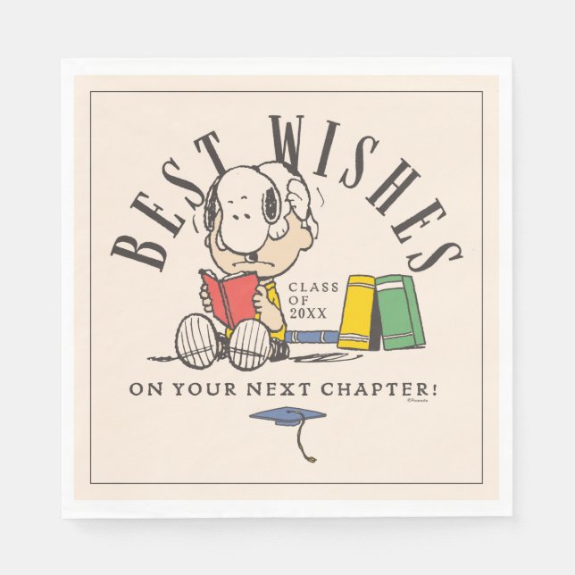 Peanuts Best Wishes Graduation Snoopy Reading Serviette (Vorderseite)