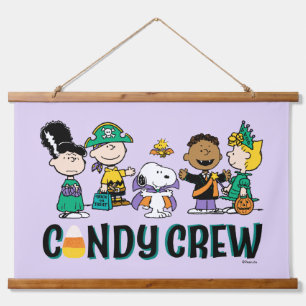 Peanuts Candy Crew Halloween-Gang Wandteppich Mit Holzrahmen