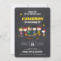 Peanuts | Chalkboard Baseball Birthday Invita