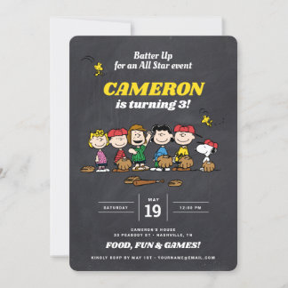 Peanuts | Chalkboard Baseball Birthday Invita Einladung