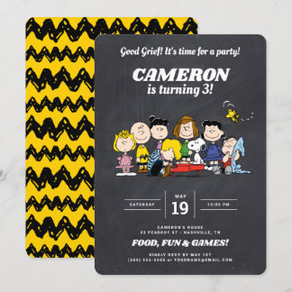 Peanuts | Chalkboard Birthday Einladung