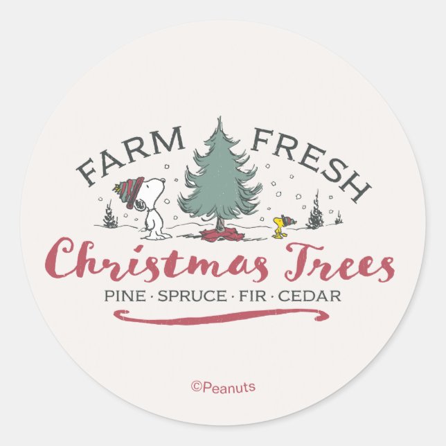 Peanuts | Farm Fresh Christmas Trees Runder Aufkleber (Vorderseite)