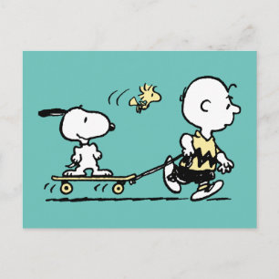 PEANUTS   Friends Skate Boarding Postkarte