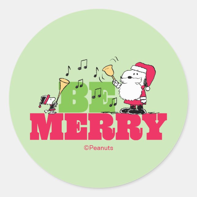 Peanuts | Frohe Weihnachten Runder Aufkleber (Vorderseite)
