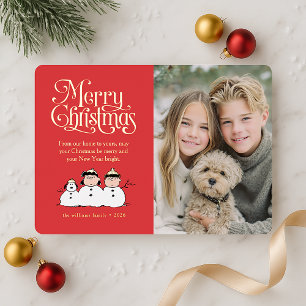 Peanuts Frohe Weihnachten Schneemänner Fotokarte Folien Feiertagskarte
