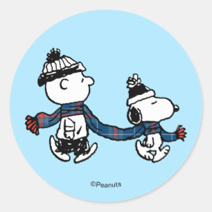 Peanuts Frohe Weihnachten Snoopy & Charlie Brown Runder Aufkleber