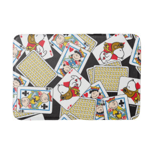Peanuts Gang Card Deck Pattern Badematte