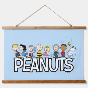 Peanuts Gang Group Lineup Wandteppich Mit Holzrahmen