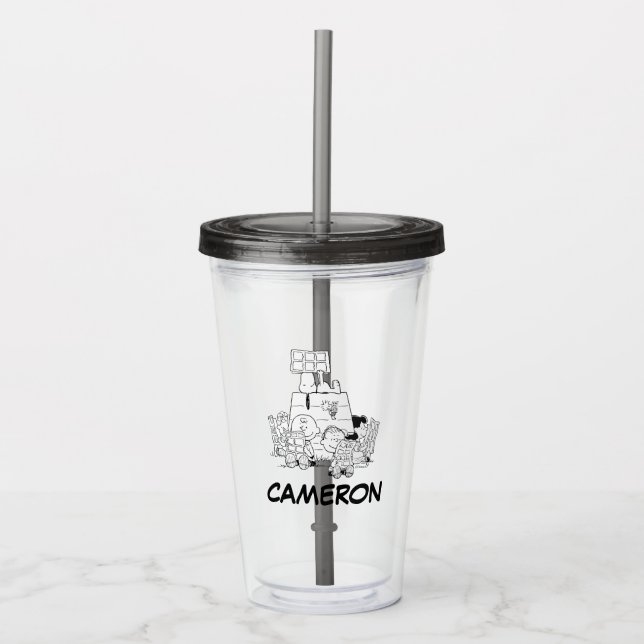 Peanuts Gang Reading Comic Acryltrinkbecher (Vorderseite)