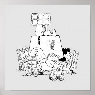 Peanuts Gang Reading Comic Poster