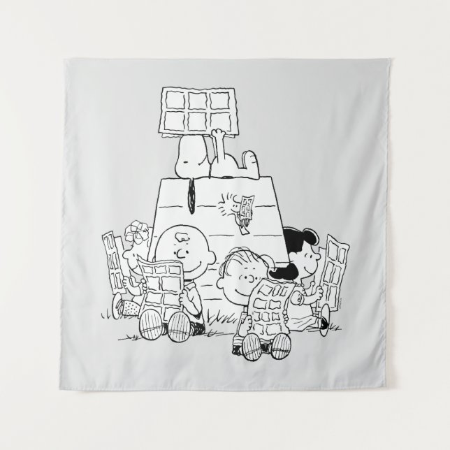 Peanuts Gang Reading Comic Wandteppich (Vorderseite)