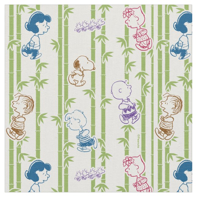 Peanuts Gang Sketch Print Bamboo Stoff (Nahaufnahme)