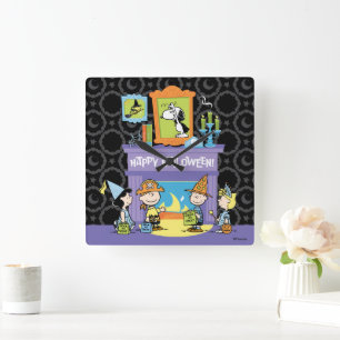 Peanuts Halloween-Geisterhallen Quadratische Wanduhr