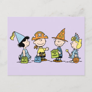 Peanuts Halloween Süßigkeiten oder Saures Postkarte
