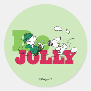 Peanuts Linus & Snoopy Be Jolly Runder Aufkleber