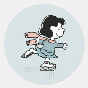 Peanuts Lucy auf Eis Runder Aufkleber