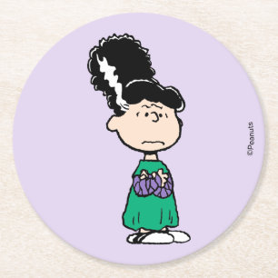 Peanuts Lucy Braut des Frankenstein Halloween Runder Pappuntersetzer