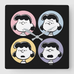 Peanuts Lucys Gesichter Quadratische Wanduhr