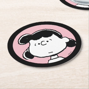 Peanuts Lucys Gesichter Runder Pappuntersetzer
