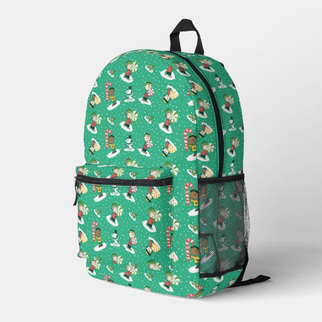 Peanuts Peppermint Träume Schneeflocken Muster Bedruckter Rucksack (Rückseitige Ecke Rechts)
