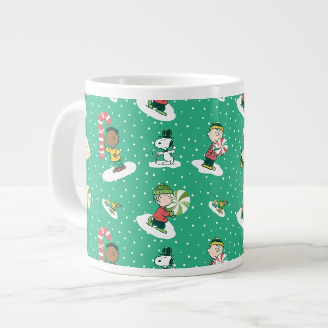 Peanuts Peppermint Träume Schneeflocken Muster Jumbo-Tasse (Vorderseite Links)