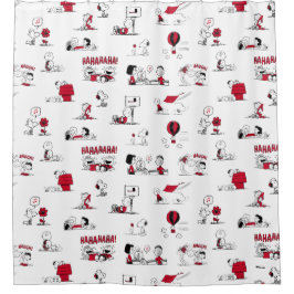 PEANUTS | Rotes und schwarzes Muster Duschvorhang