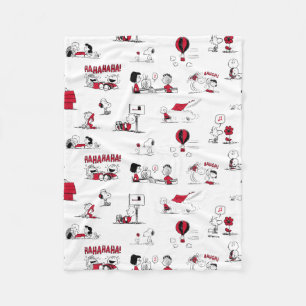 PEANUTS Rotes und schwarzes Muster Fleecedecke