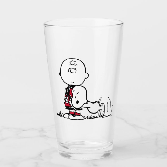 PEANUTS | Rotes und schwarzes Muster Glas (Vorderseite)