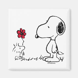 PEANUTS   Rotes und schwarzes Muster Magnet