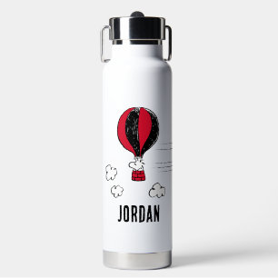 PEANUTS   Rotes und schwarzes Muster   Name hinzuf Trinkflasche