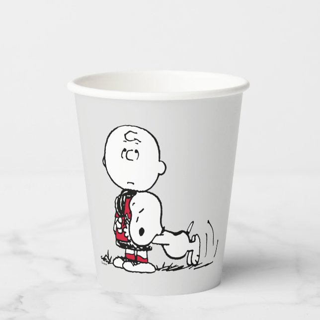 PEANUTS | Rotes und schwarzes Muster Pappbecher (Vorderseite)