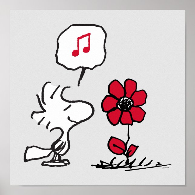 PEANUTS | Rotes und schwarzes Muster Poster (Vorne)