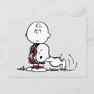 PEANUTS   Rotes und schwarzes Muster Postkarte