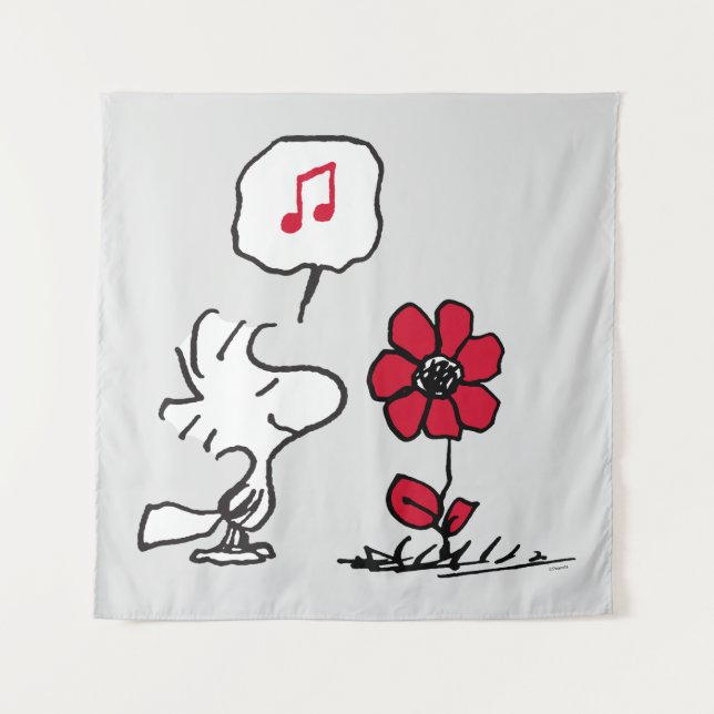 PEANUTS | Rotes und schwarzes Muster Wandteppich (Vorderseite)