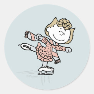 Peanuts Sally auf Eis Runder Aufkleber