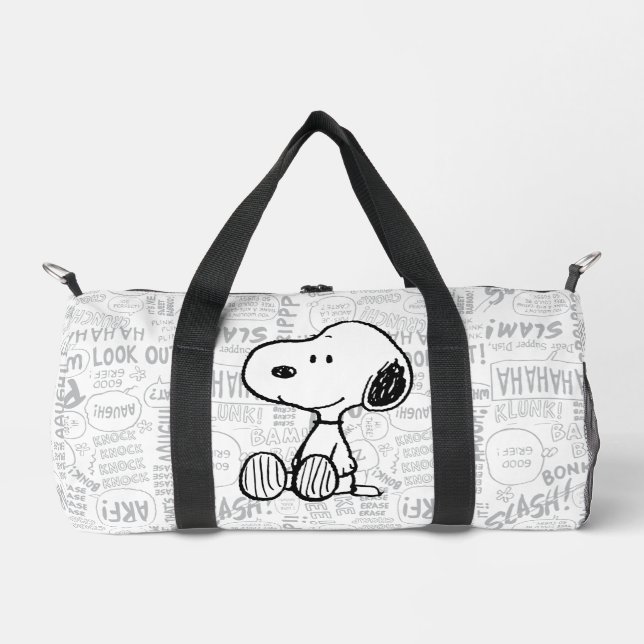 PEANUTS | Snoopie auf Schwarz-weißen Comicen Duffle Bag (Vorderseite)