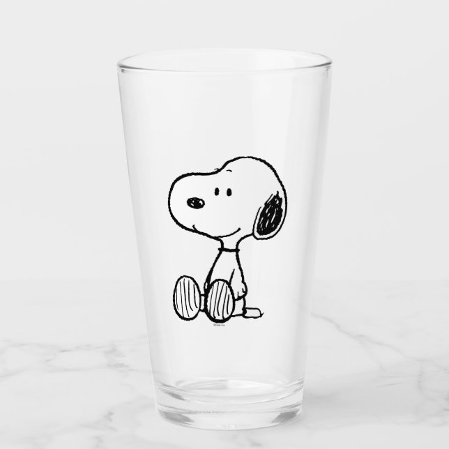 PEANUTS | Snoopie auf Schwarz-weißen Comicen Glas (Vorderseite)