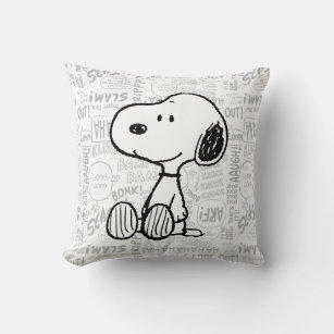 PEANUTS   Snoopie auf Schwarz-weißen Comicen Kissen