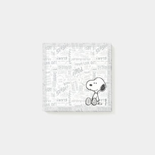PEANUTS   Snoopie auf Schwarz-weißen Comicen Post-it Klebezettel