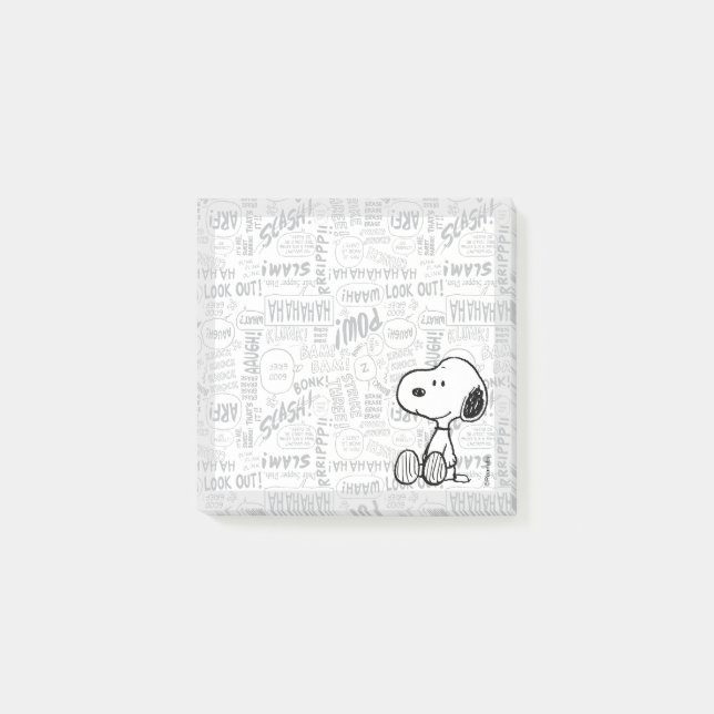 PEANUTS | Snoopie auf Schwarz-weißen Comicen Post-it Klebezettel (Vorderseite)