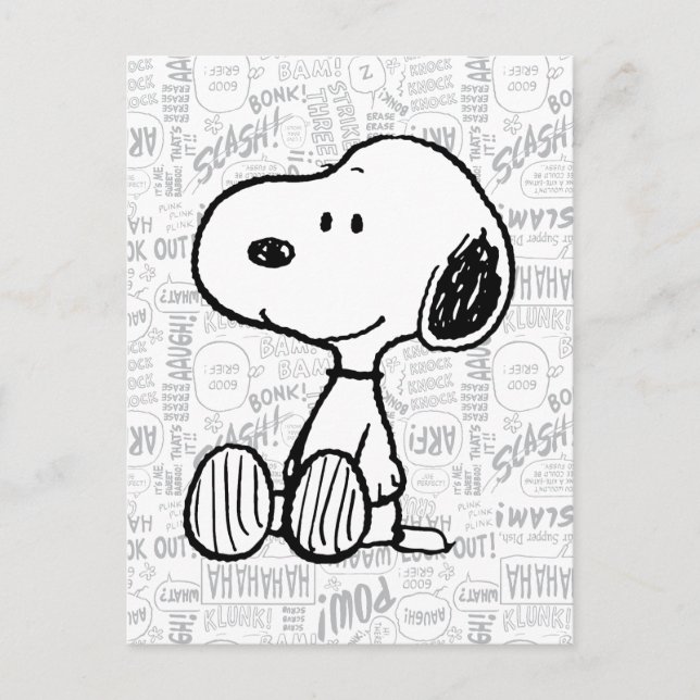 PEANUTS | Snoopie auf Schwarz-weißen Comicen Postkarte (Vorderseite)