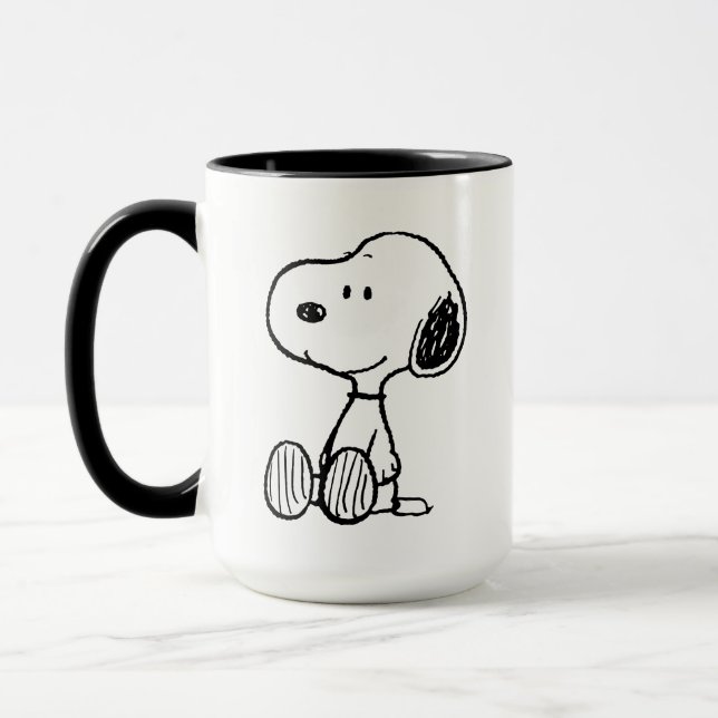 PEANUTS | Snoopie auf Schwarz-weißen Comicen Tasse (Links)