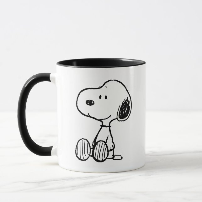 PEANUTS | Snoopie auf Schwarz-weißen Comicen Tasse (Links)