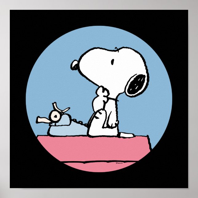 Peanuts | Snoopy an der Schreibmaschine Poster (Vorne)