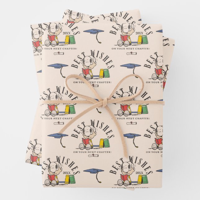 Peanuts Snoopy Best Wishes Graduation Pattern Geschenkpapier Set (Beispiel)