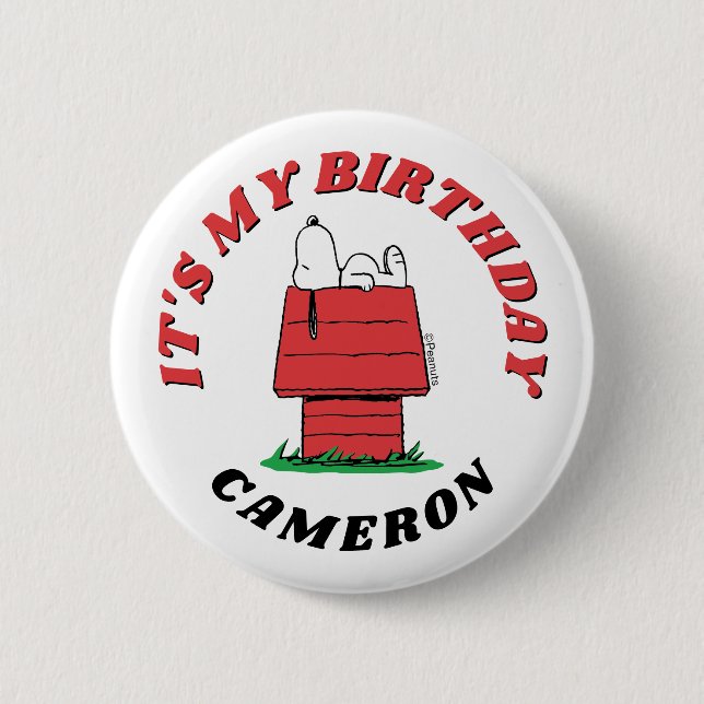 Peanuts Snoopy Dog House Birthday Button (Vorderseite)